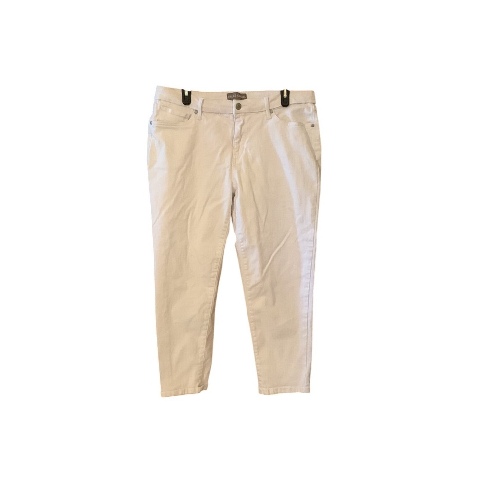 Falls Creek Womens‎ Size 14 white Capri Pants Cropped Casual Denim Jeans
